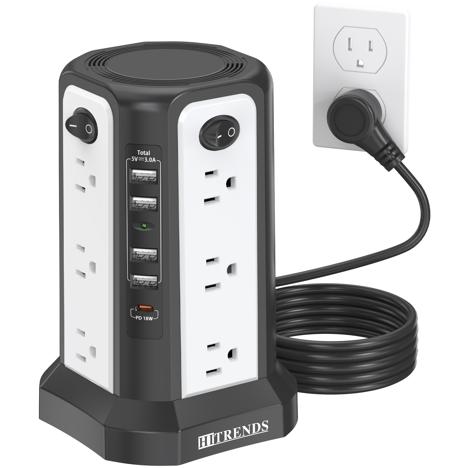 Ac Surge Protector - HITRENDS Tower Power Strip with Surge