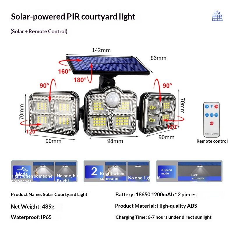 Waterproof Junction Box Solar - Solar 3 Head Split Wall Light