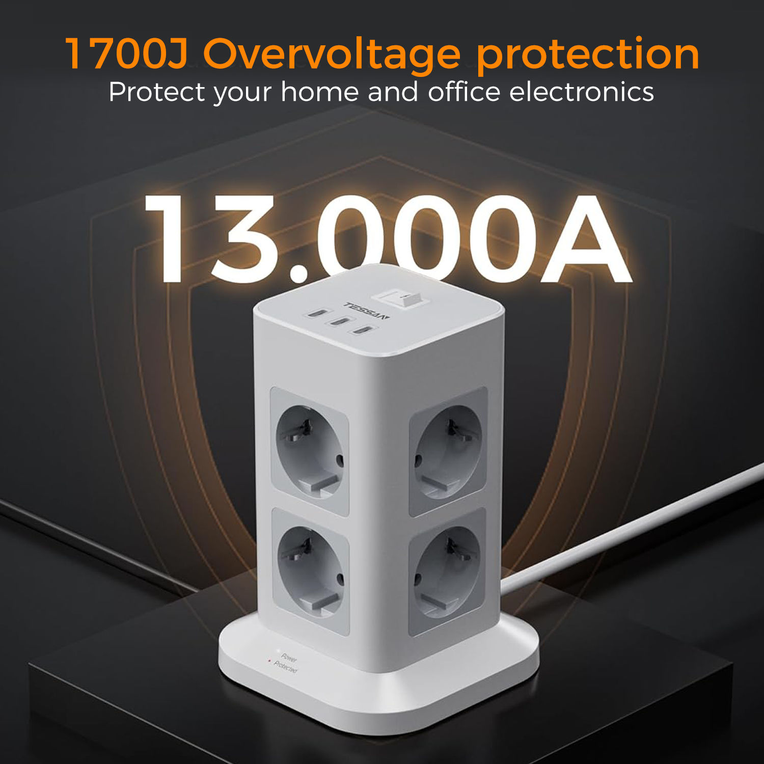 TESSAN 3600W EU Power Strip To - đánh giá và giá Ac Surge Protector